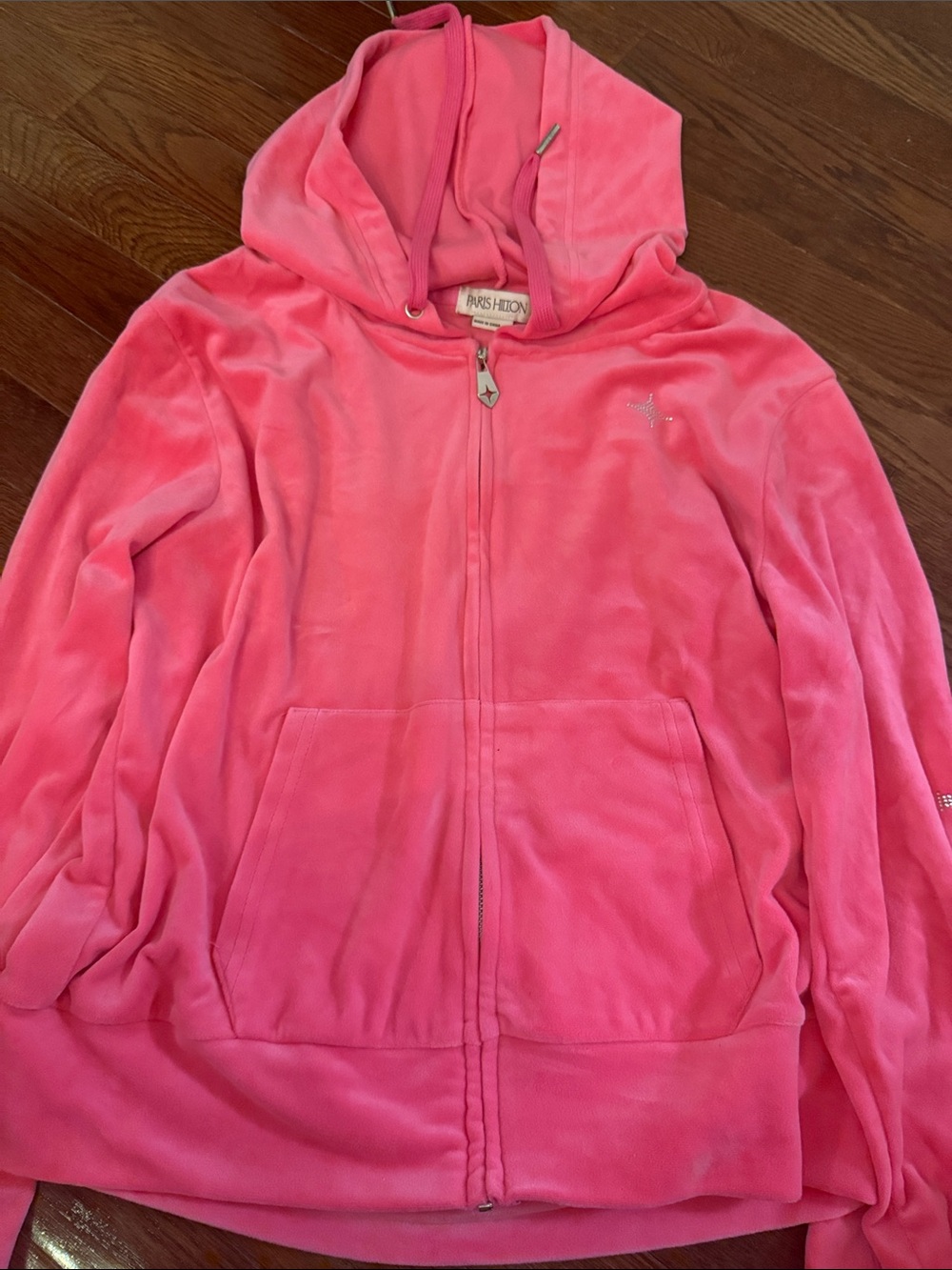 Paris Hilton Hot Pink Velour Zip-Up Hoodie